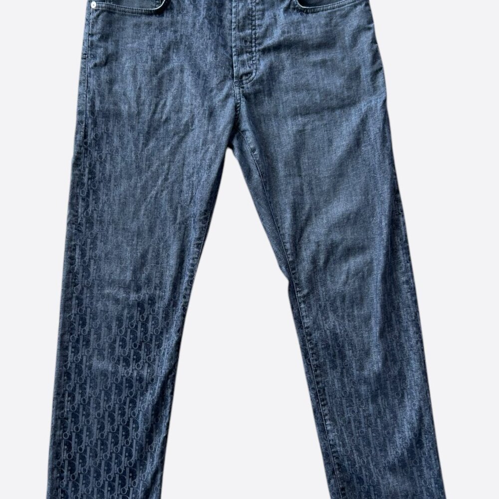 Dior Dark Blue Oblique Slim Jeans